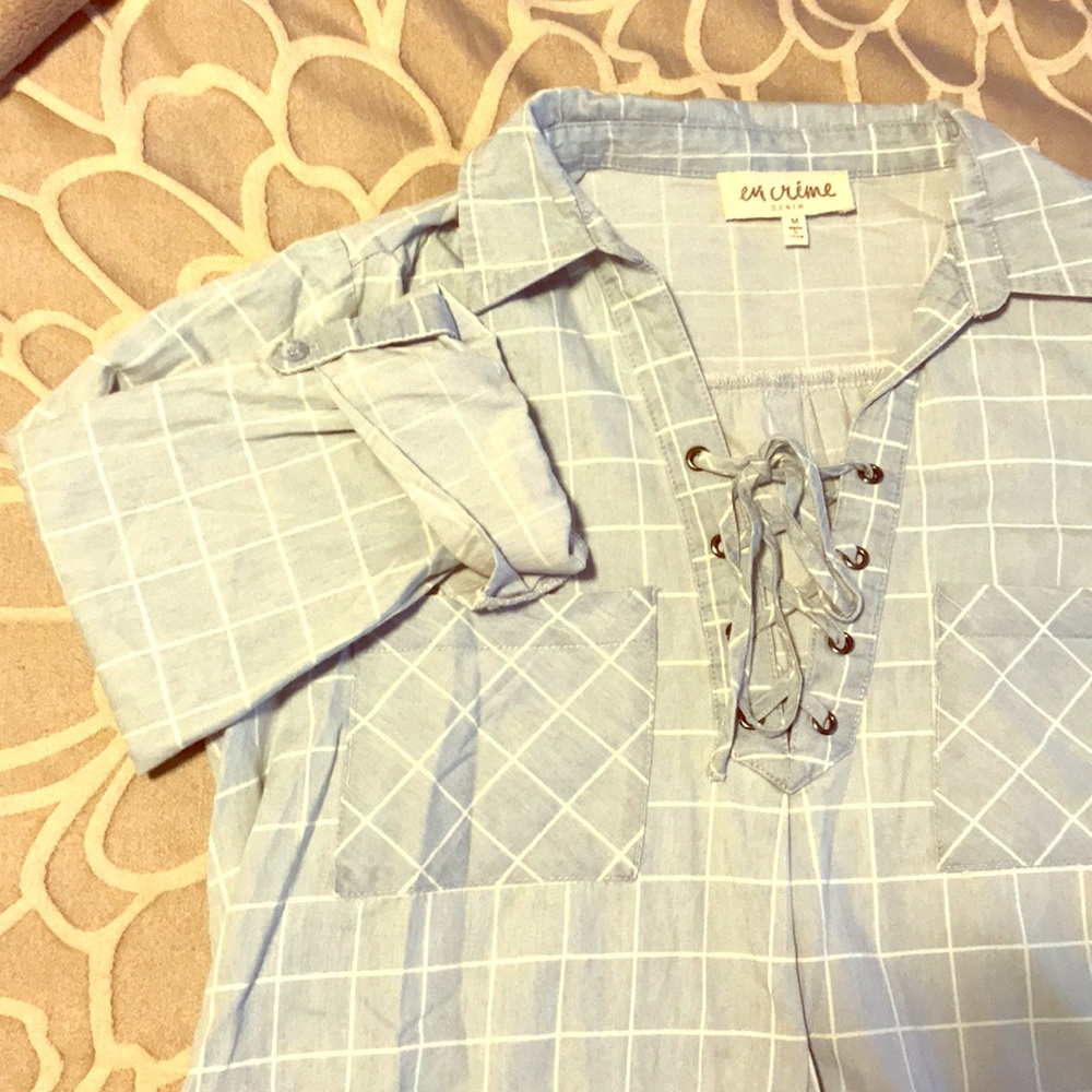Lace up jean dress
